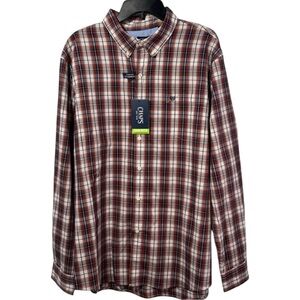 Chaps Shirt Red/Blue Plaid Button Collar Stretch Wrinkle‎ Resistant Size 2XL NWT